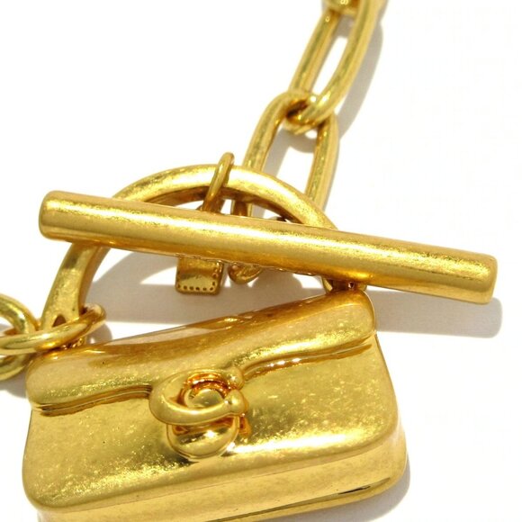 Auth COACH Mini Handbag Charm Chain Link Bracelet - Gold Hardware Bracelet - Picture 4 of 6